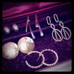 Lot of 5 Vintage Gold Tone Fashion Stud Earrings